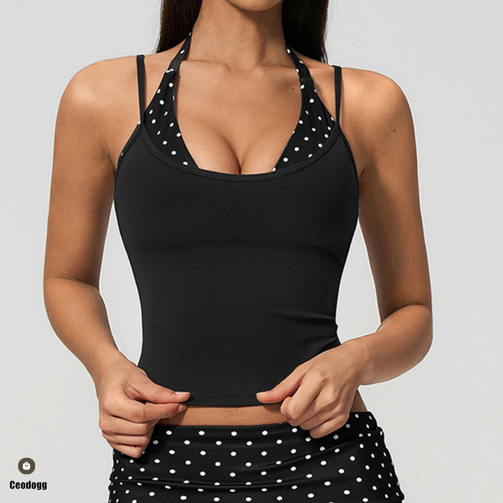 Suspender Tank Top - Top Sportivo da Donna a Pois