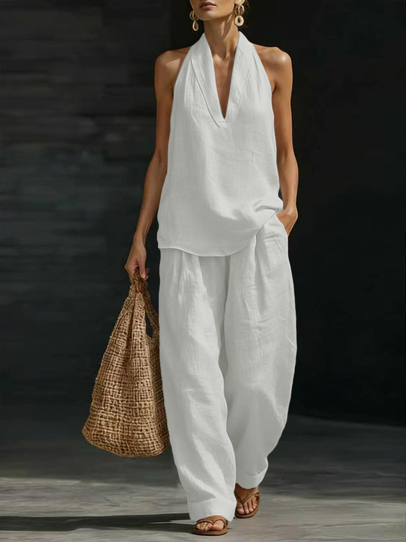 Suspender Tank Top - Completo Estivo da Donna in Lino